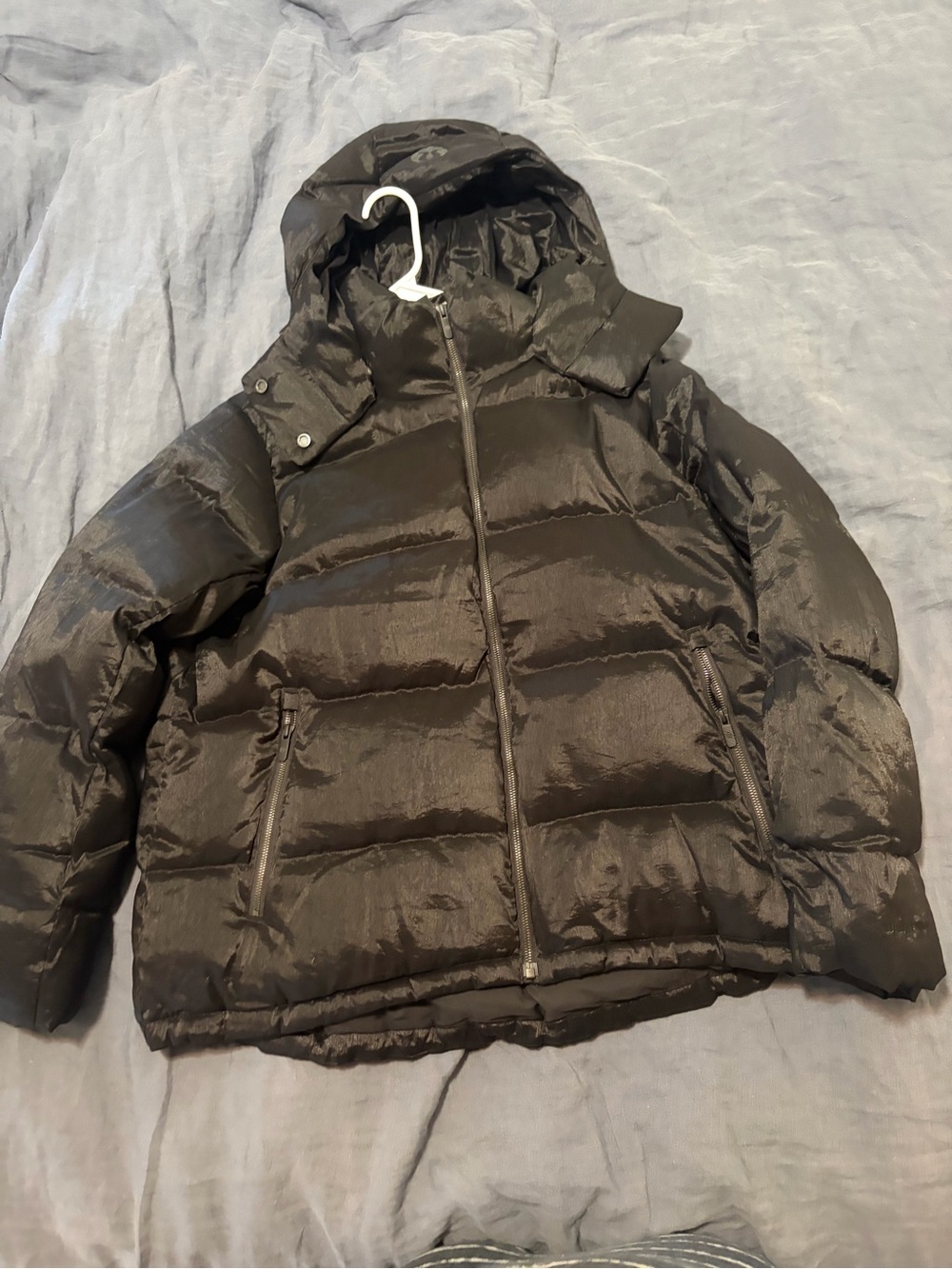 Lululemon wunderpuff 600 down filled  Black (shine) Hooded Puffer Jacket